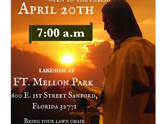  Annual Easter Sunrise Service by the Lake sponsored by Taylor Commandery No. 28 Knights Templar 