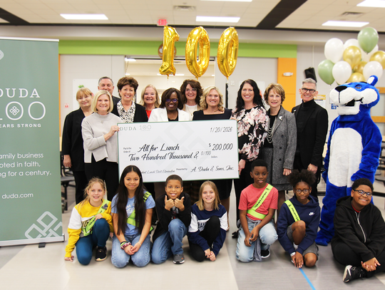 DUDA Donates $200,000 to Eliminate Seminole County Student Lunch Debt