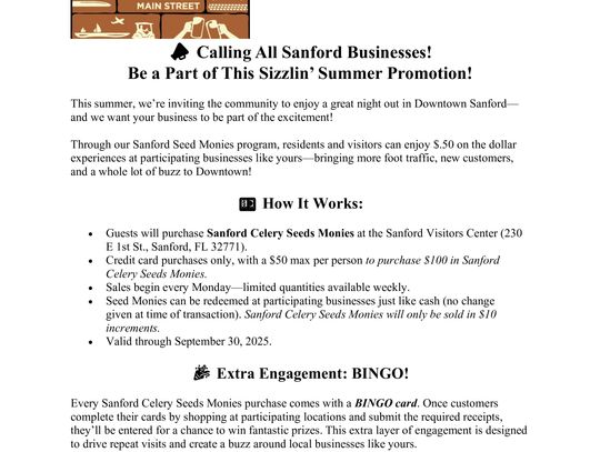 Sanford Chamber of Commerce Sizzlin' Summer Promotion