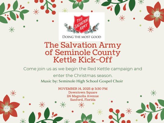 THE SALVATION ARMY OF SEMINOLE COUNTY KICKS OFF ANNUAL RED KETTLE CAMPAIGN WITH $260,000.00 FUNDRAISING GOAL