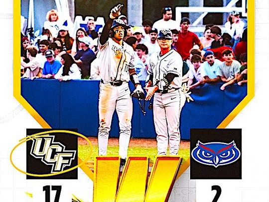 UCF baseball routs FAU, 17-2, for third consecutive win