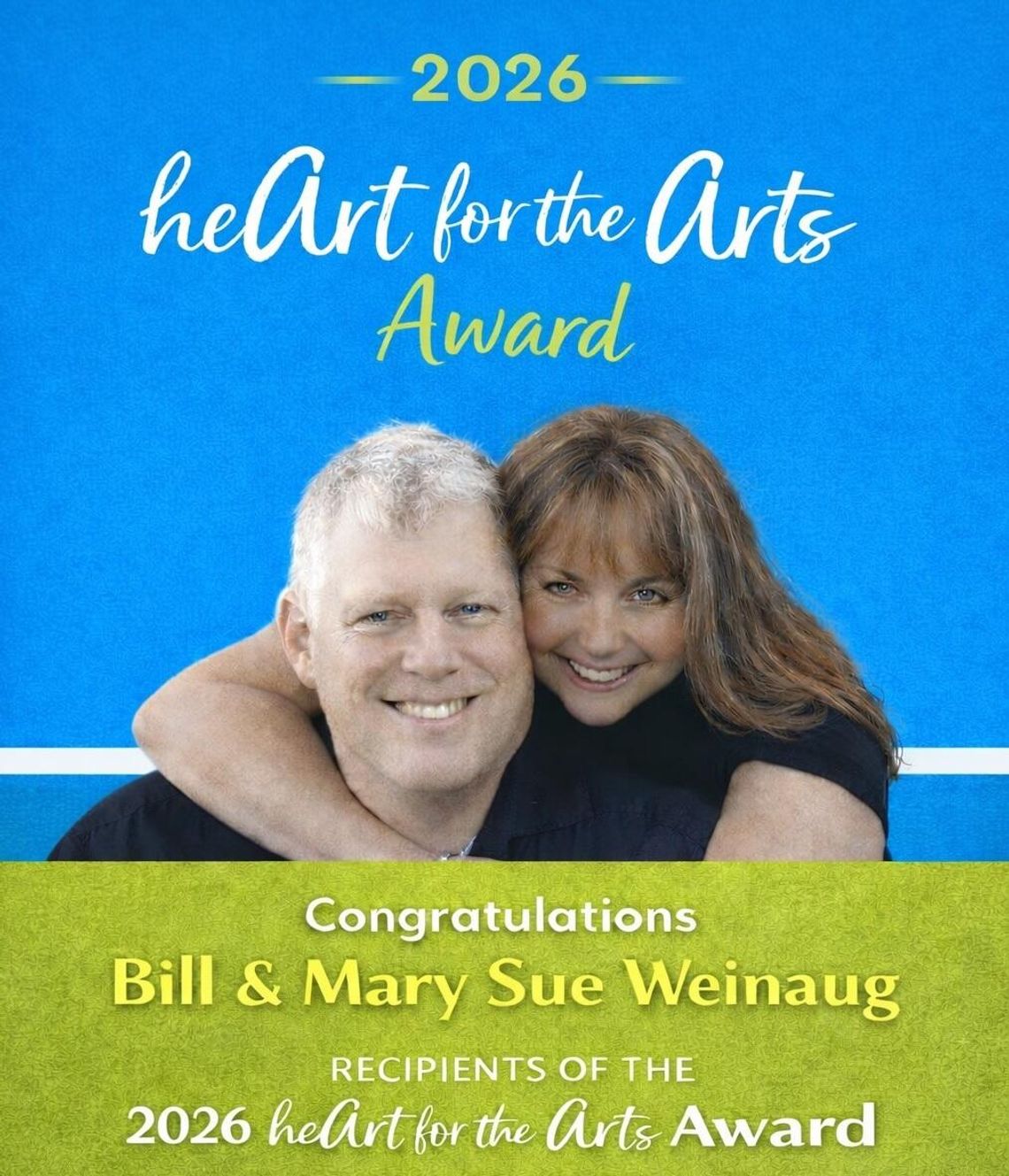 Bill & Mary Sue Weinaug Receive 2026 heART for the Arts Award