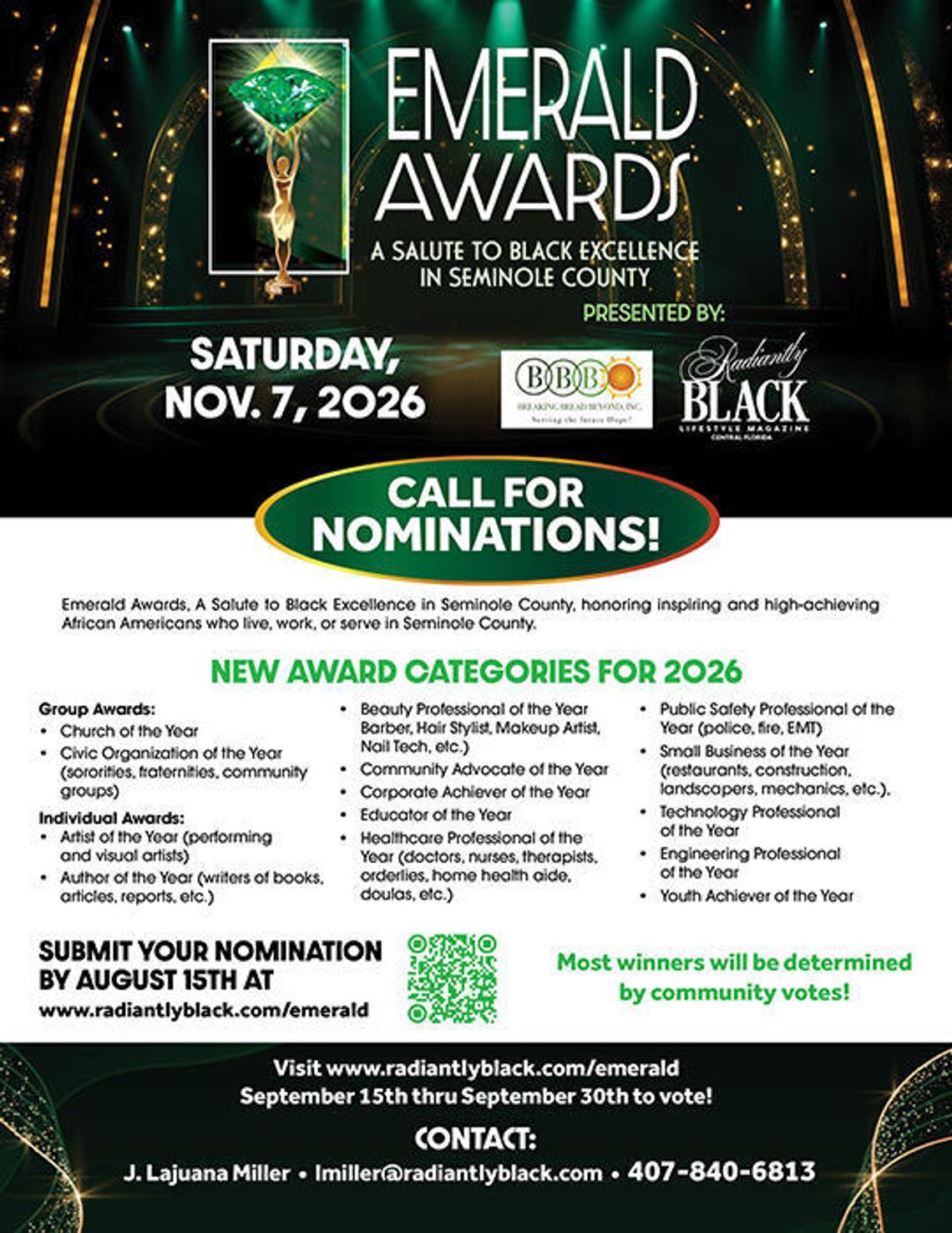 Call for Nominations - The Emerald Awards, A Salute to Black Excellence in Seminole County