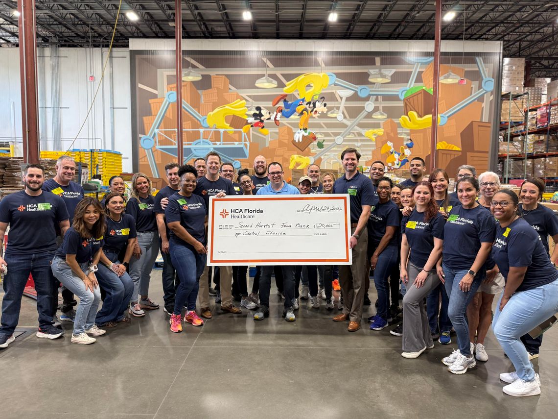 HCA Florida Healthcare donates $20,000 and 300 hours of service to Second Harvest Food Bank of Central Florida during National Volunteer Month