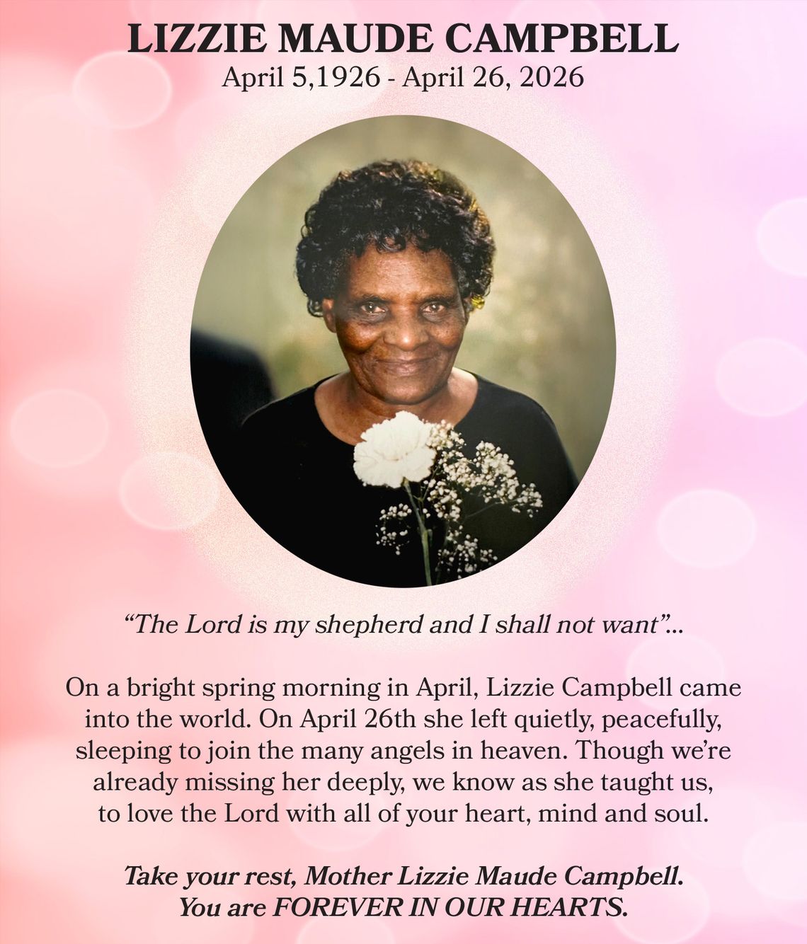 Lizzie Maude Campbell Obituary
