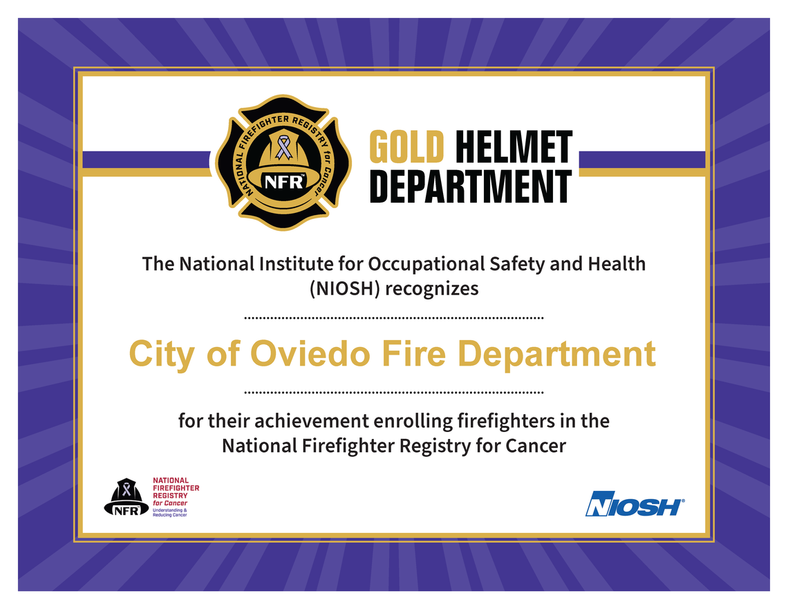 Oviedo Fire Department First Central Florida City Designated as Gold Helmet Department Oviedo Fire Department First Central Florida City Designated as Gold Helmet Department