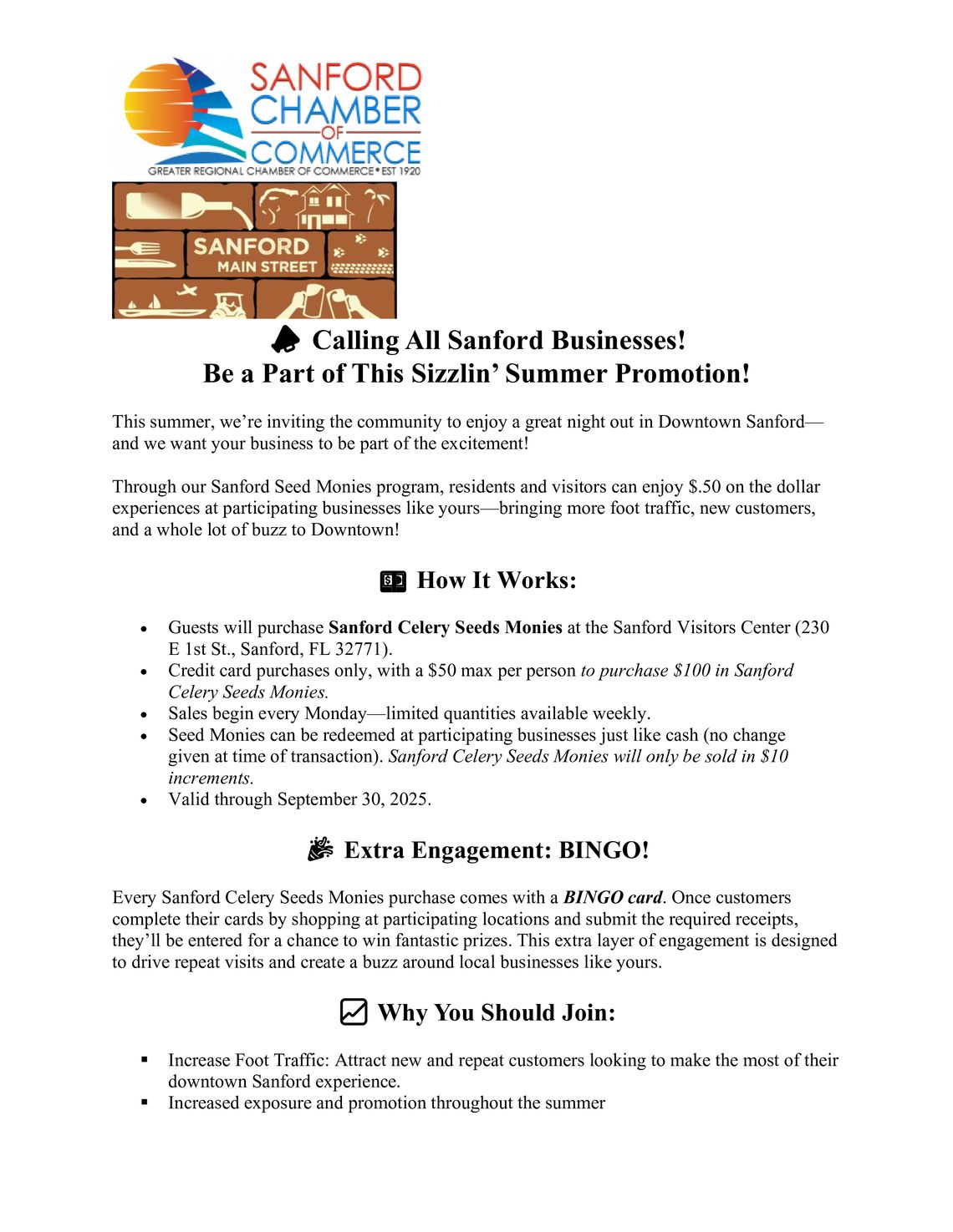 Sanford Chamber of Commerce Sizzlin' Summer Promotion
