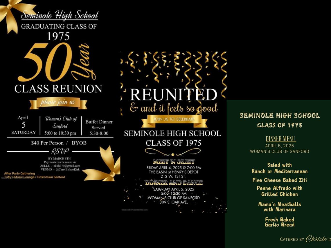    Seminole High School Class of 1975 Reunion set for April 2025 