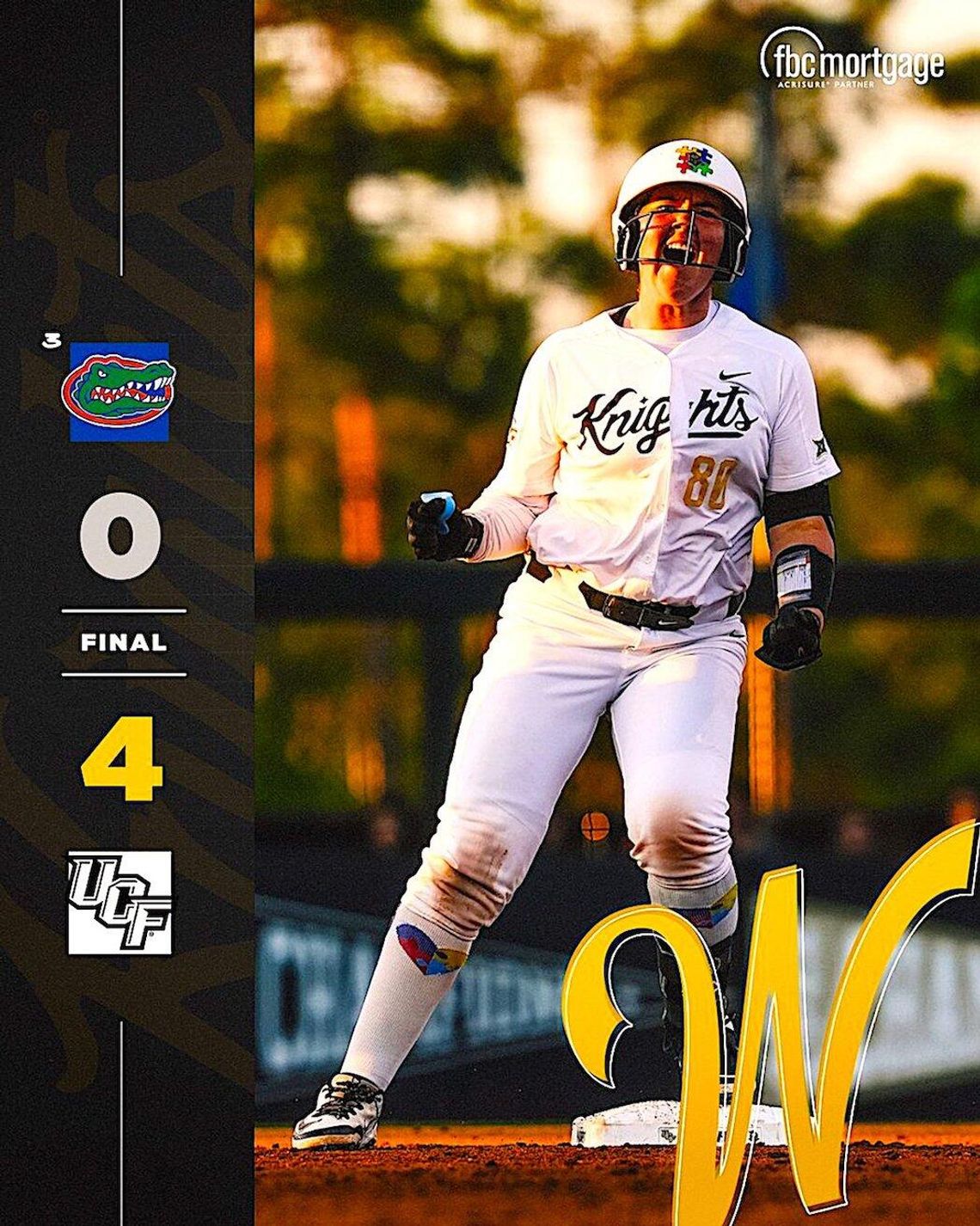 UCF softball shuts out No. 3 Florida, 4-0