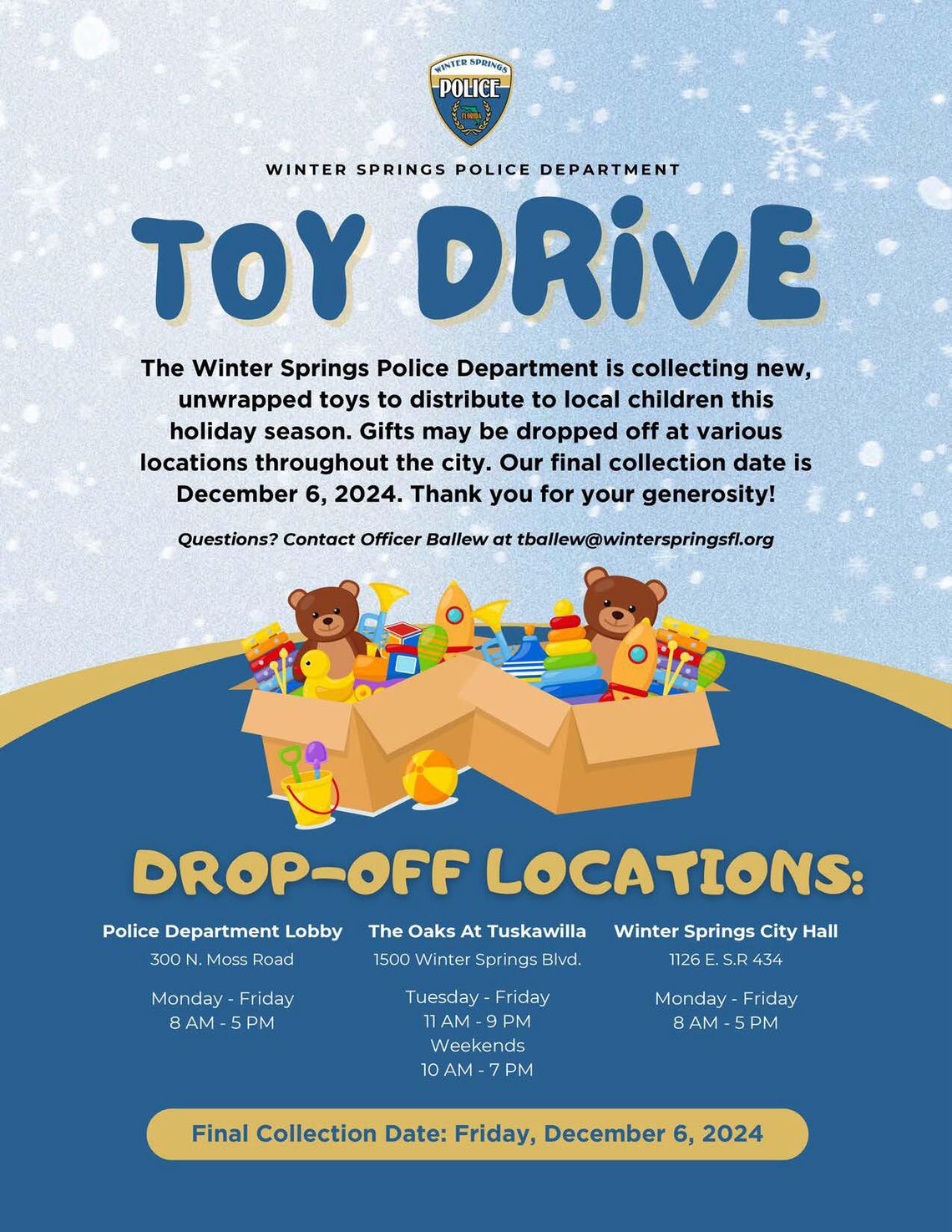 Winter Springs Police Department Toy Drive Winter Springs Police Department Toy Drive