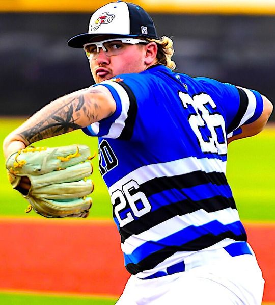 The Regular Season Champion Sanford River Rats swept the top three FCSL postseason awards with Dawson Mock being named the Player of the Year, Ryland Bozenhard (above) the Pitcher of the Year and Kaiden Lopez the Reliever of the Year.